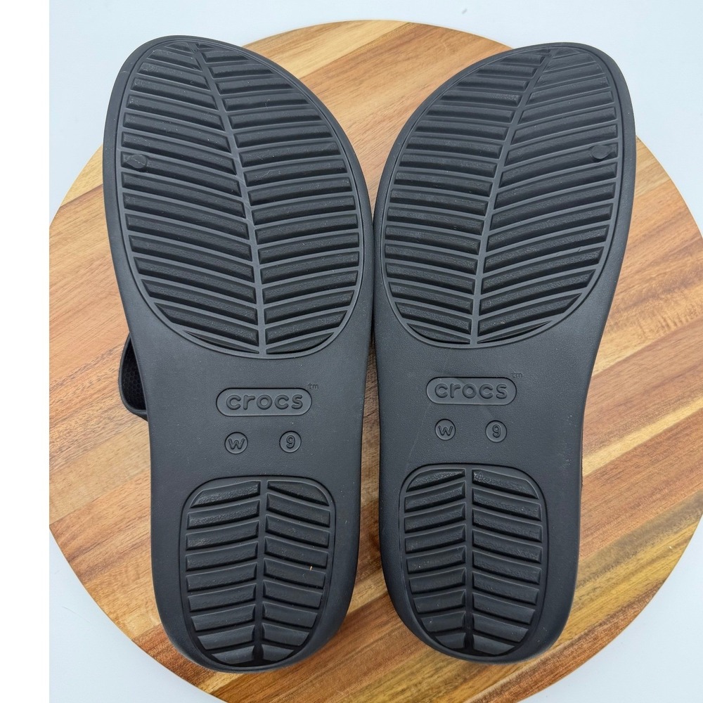 Crocs Women's Size 9 Brooklyn Strappy Low Wedge Sandals Black 0769 - Picture 4 of 5
